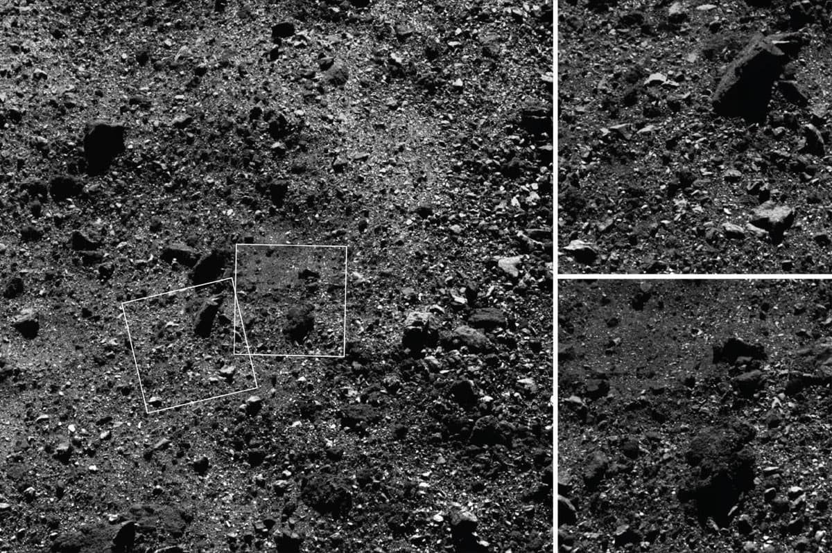 Close-up image of asteroid Bennu's boulder-strewn surface taken by OSIRIS-REx