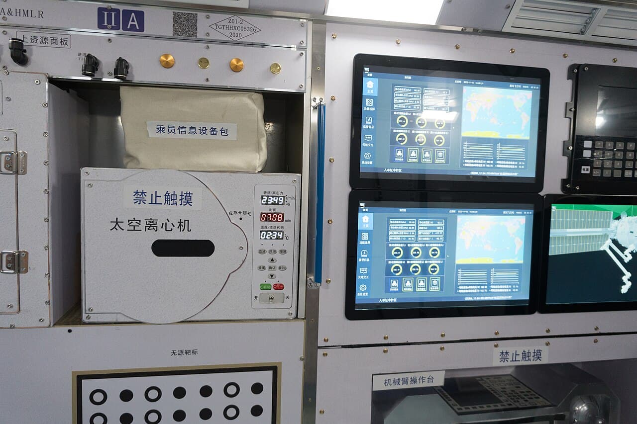 Interior mockup of the Tianhe core module at China's National Museum