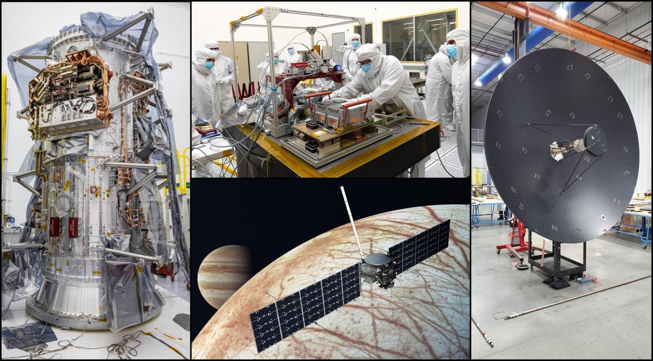 NASA's Europa Clipper spacecraft with its massive solar arrays, built to study Jupiter's moon Europa