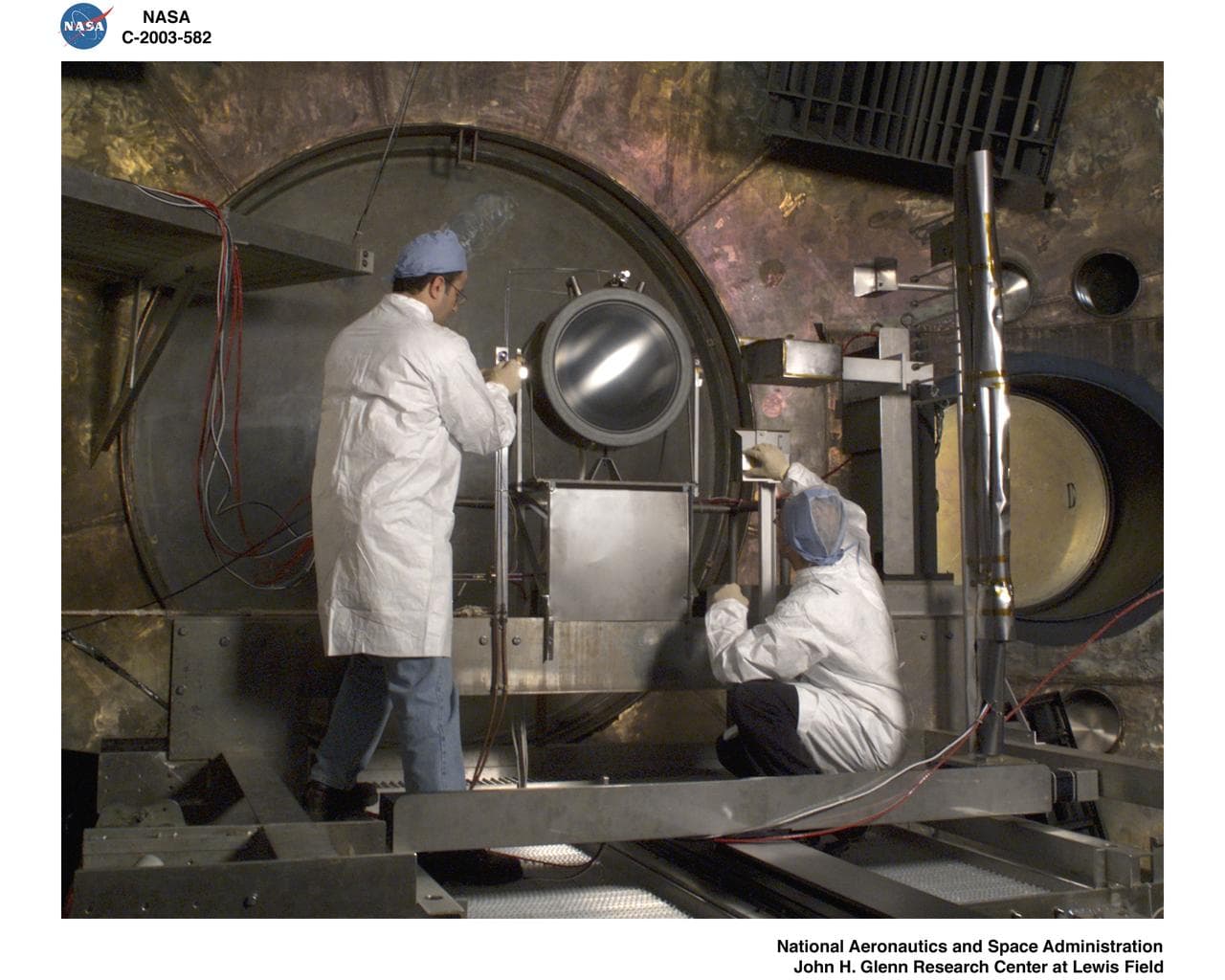 A Hall-effect ion thruster producing a blue plasma exhaust