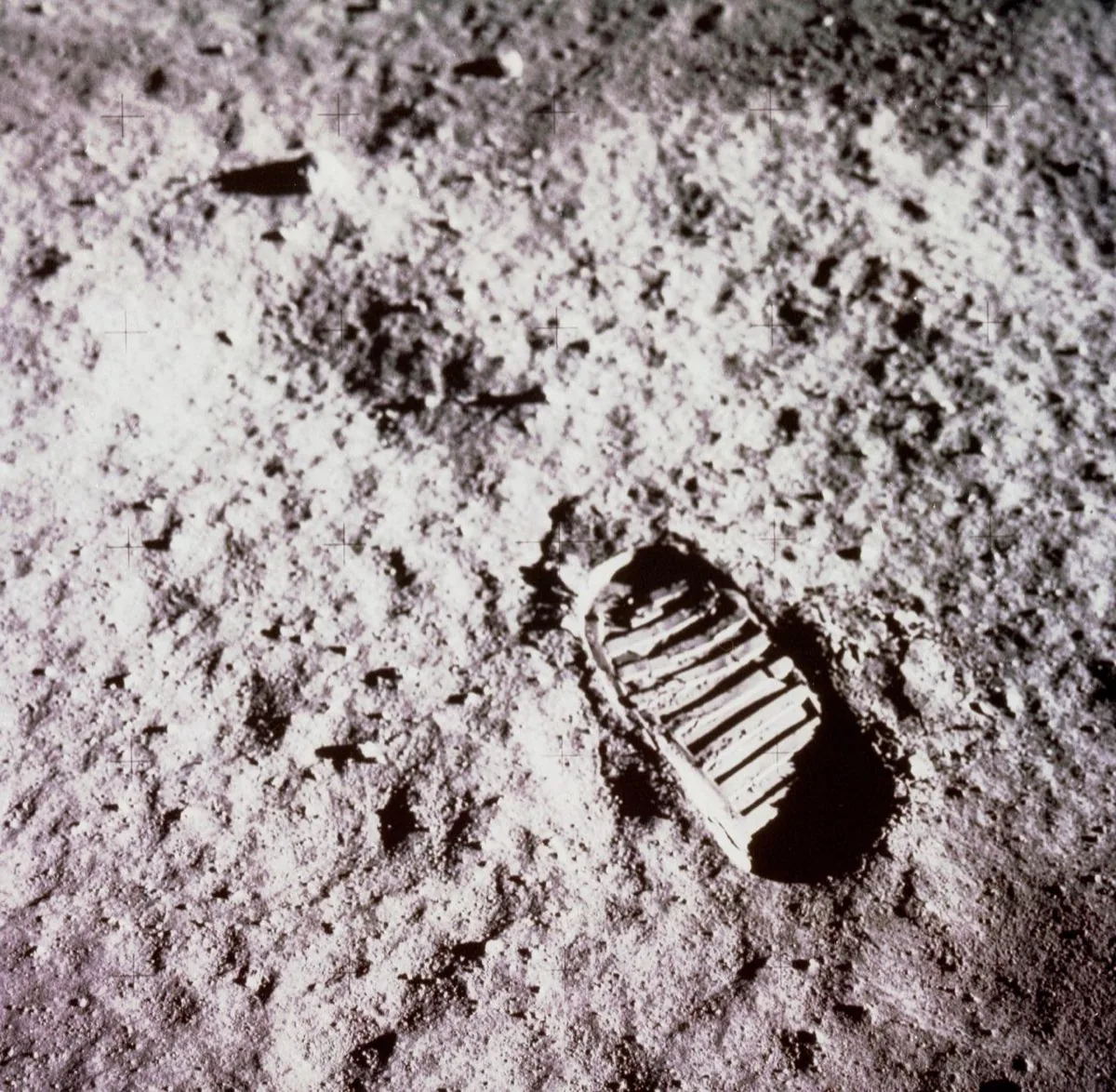 Astronaut Buzz Aldrin standing on the lunar surface during the Apollo 11 mission