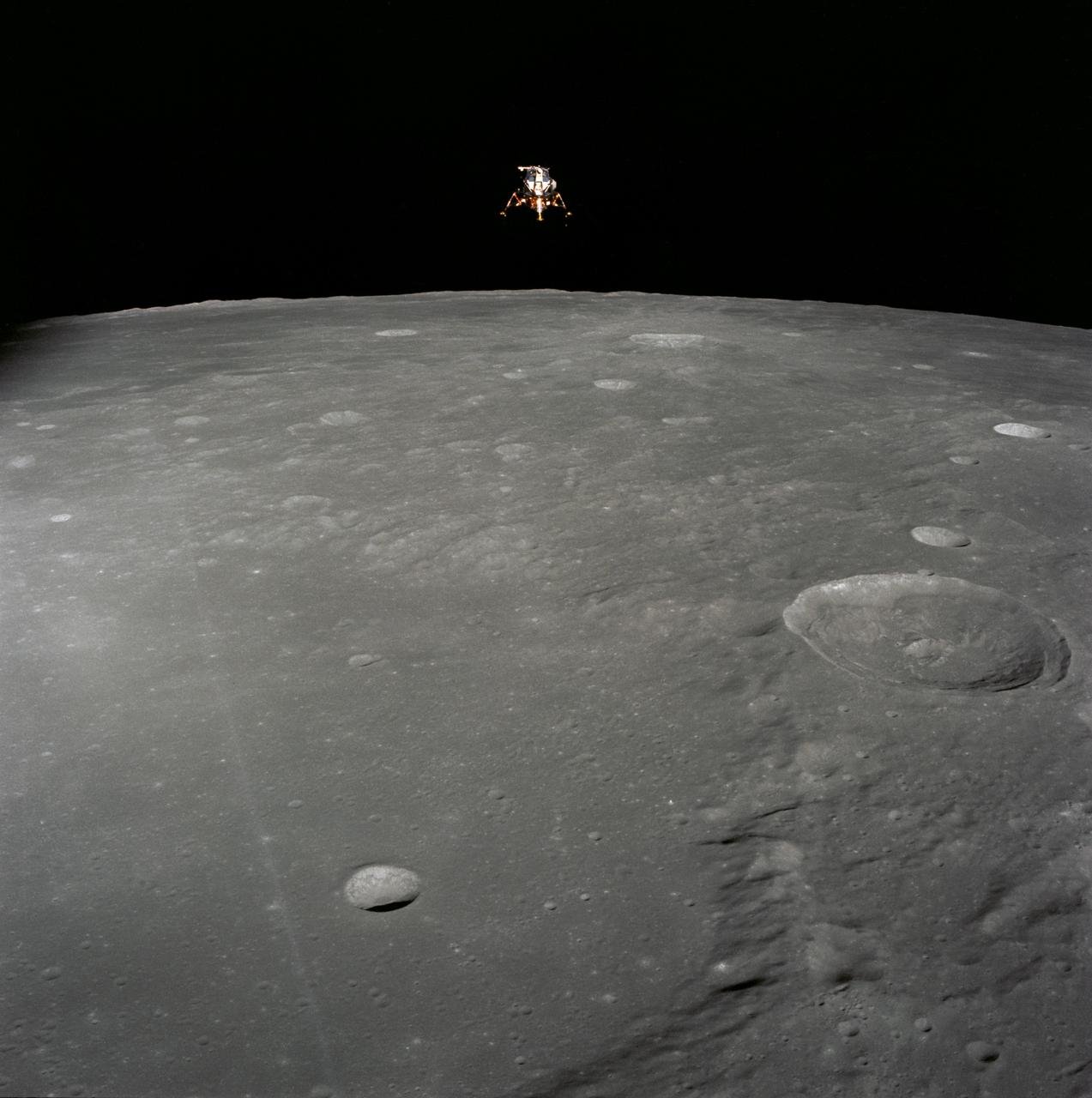 The Apollo Lunar Module resting on the Moon's surface