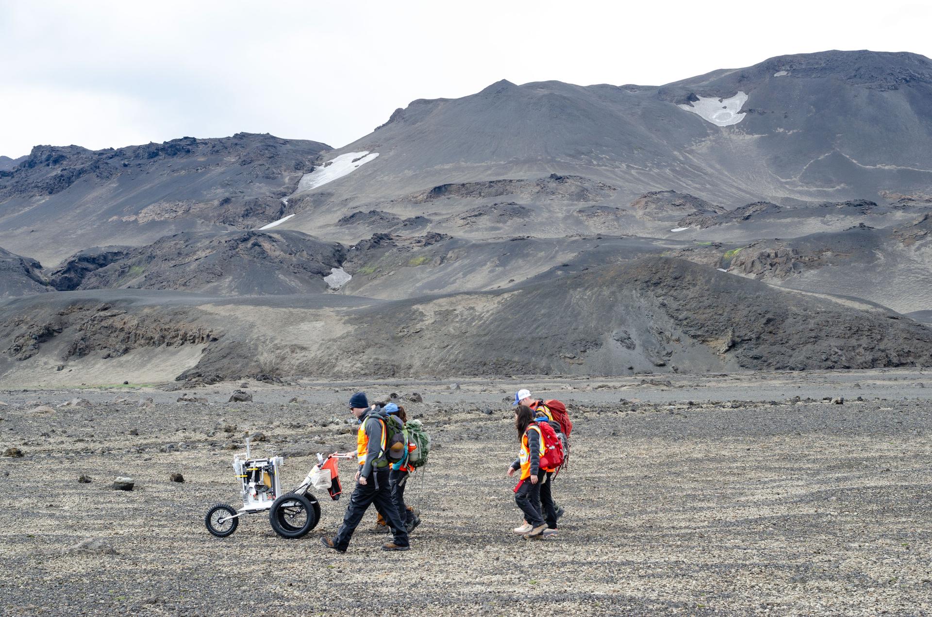 Artemis II crew training in geological field exercises in Iceland's volcanic landscape