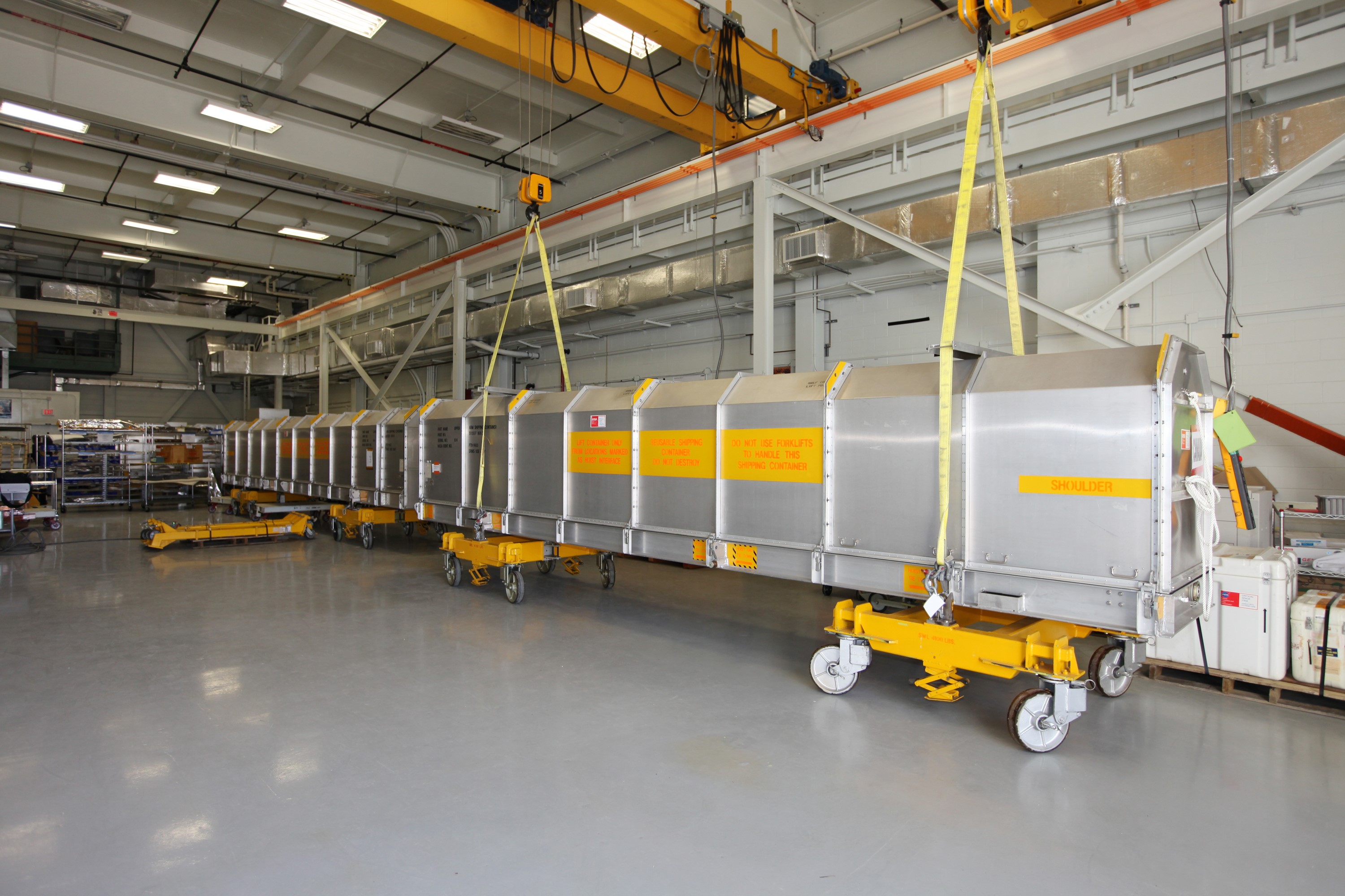The original Canadarm crated and prepared for return to the Canadian Space Agency from Kennedy Space Center, July 2012. Credit: NASA/KSC