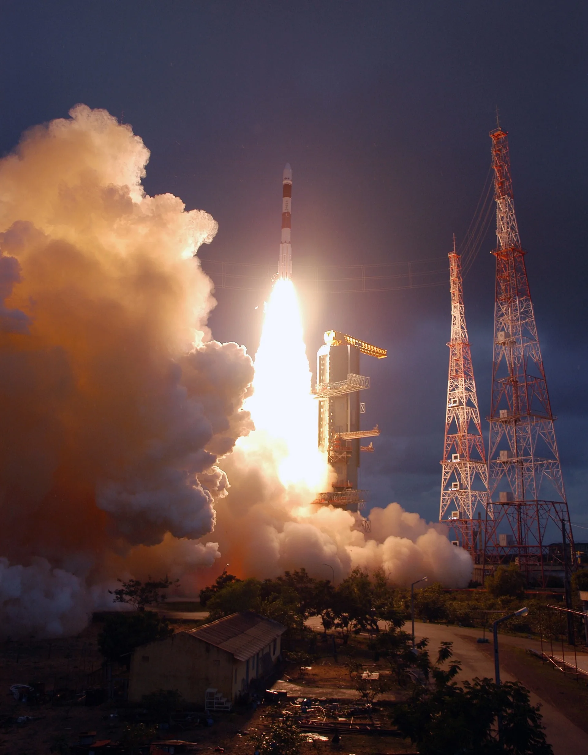 Chandrayaan-1 launching from the Satish Dhawan Space Centre in Sriharikota, India, October 2008