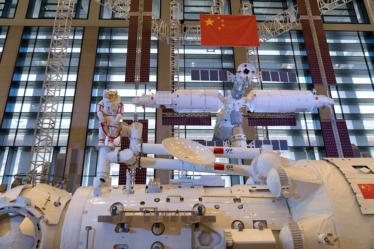 Mockup of the Tianhe core module; the scale of Tiangong signals China's broader orbital infrastructure ambitions