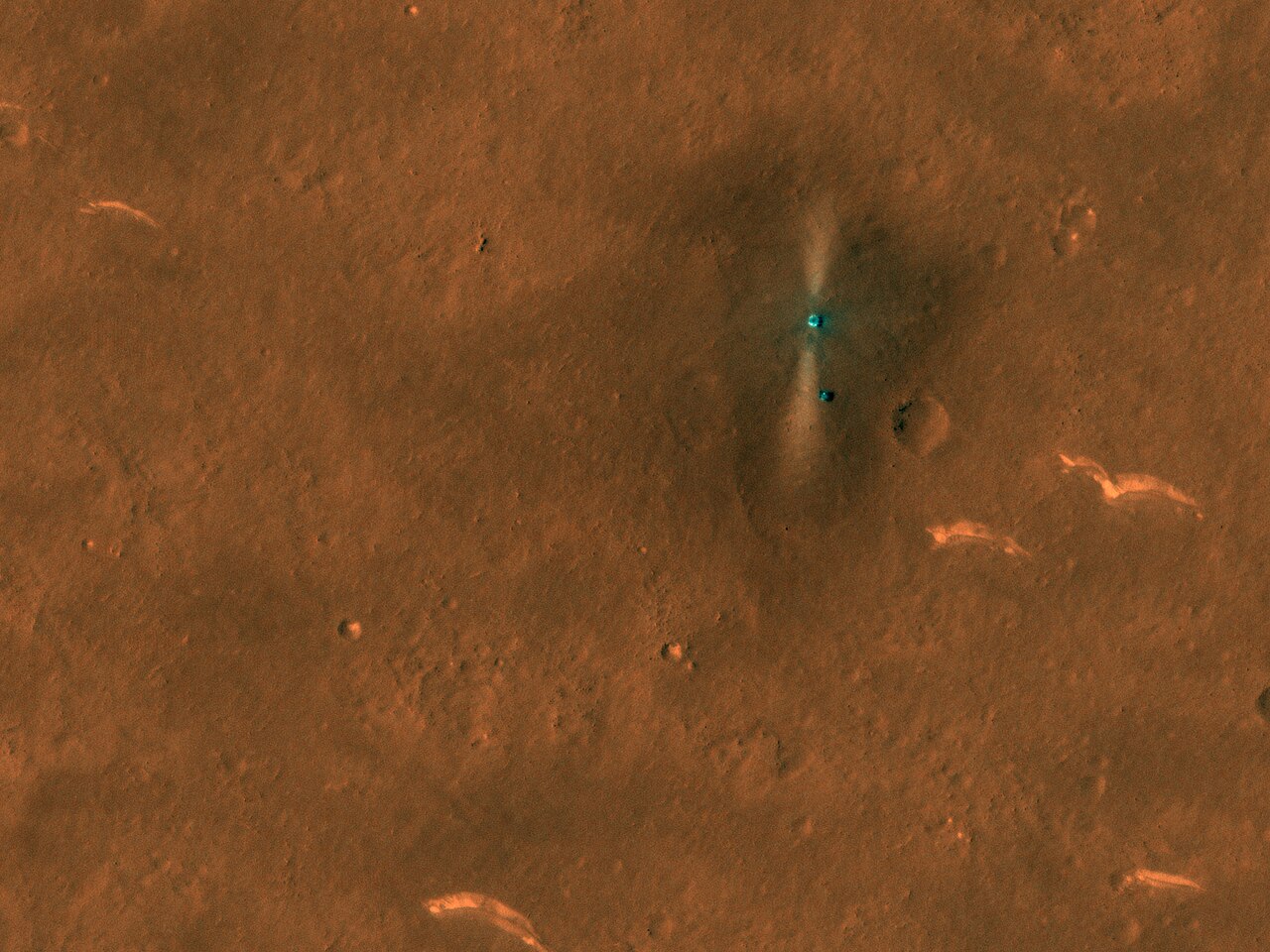 The Tianwen-1 lander and Zhurong rover on Utopia Planitia, Mars, imaged by NASA's Mars Reconnaissance Orbiter