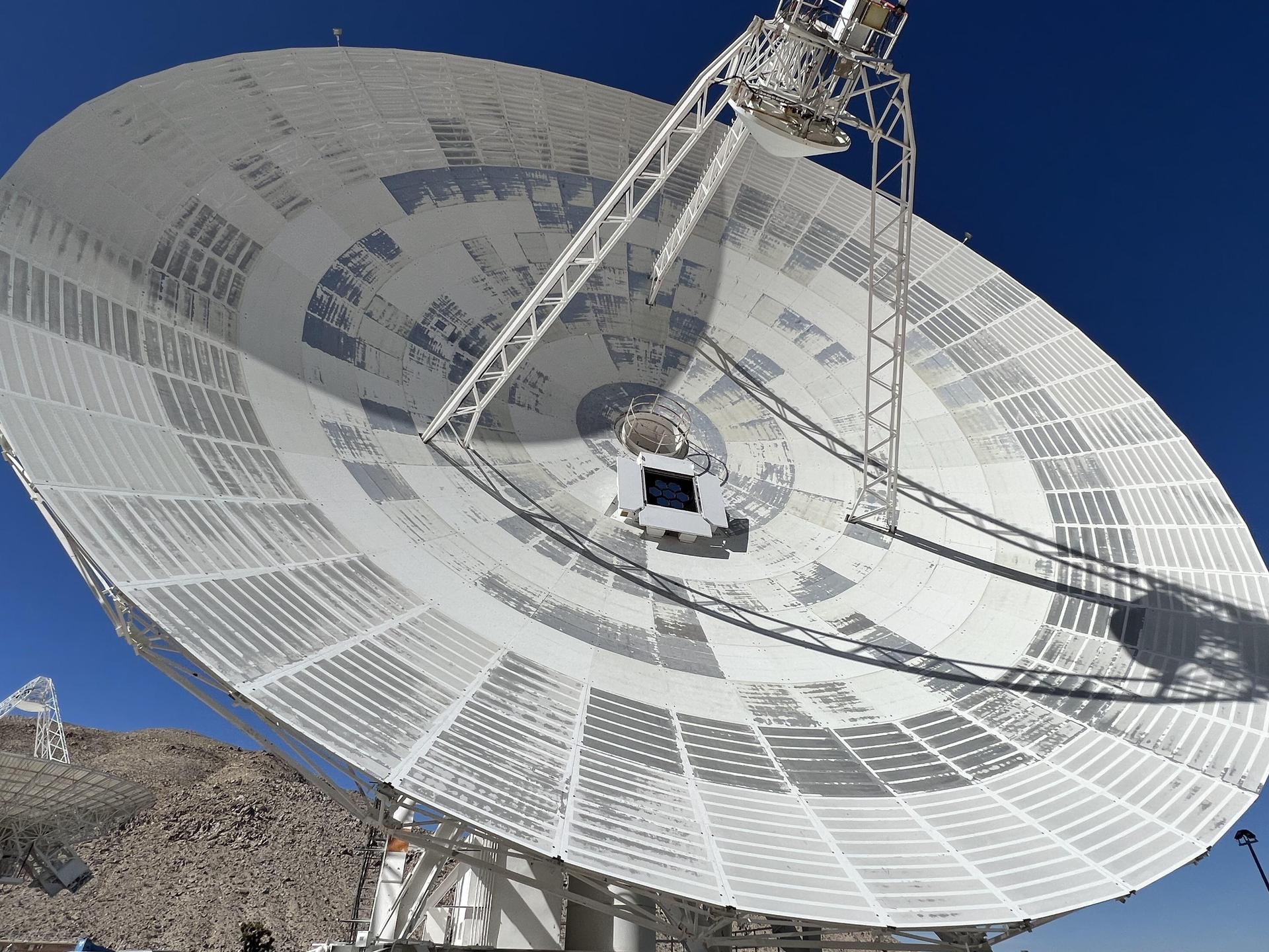 The Deep Space Network's experimental hybrid antenna at Goldstone, California — ground-based tracking stations like this form the backbone of space surveillance and missile warning networks worldwide