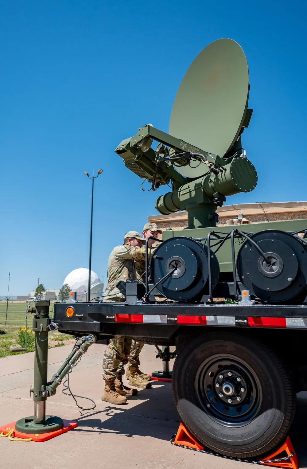 U.S. Space Force Guardians from the 4th Space Operations Squadron, Space Delta 8, training on the Mobile Constellation Control System at Schriever Space Force Base, Colorado