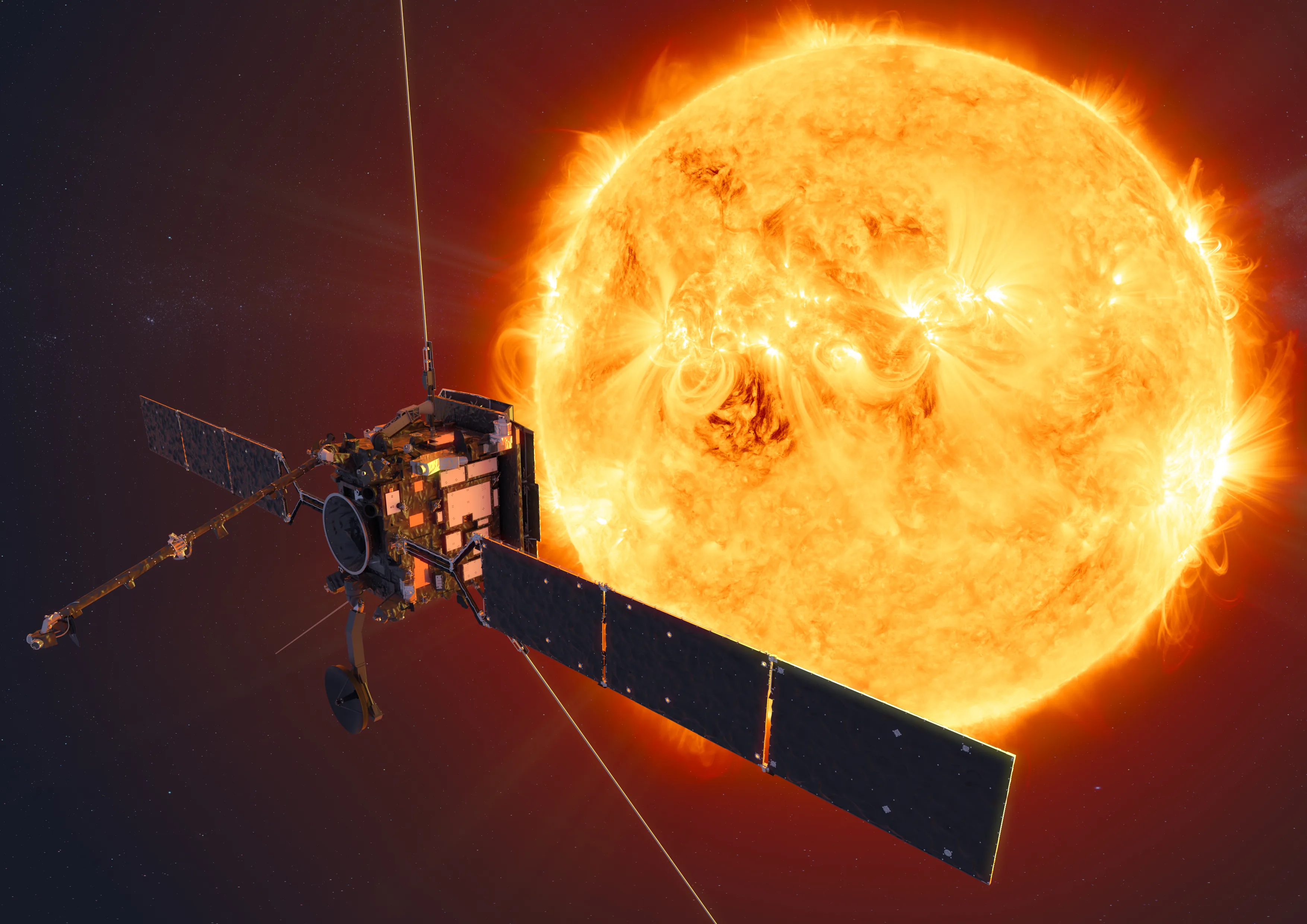 ESA Solar Orbiter spacecraft observing the Sun at unprecedented detail