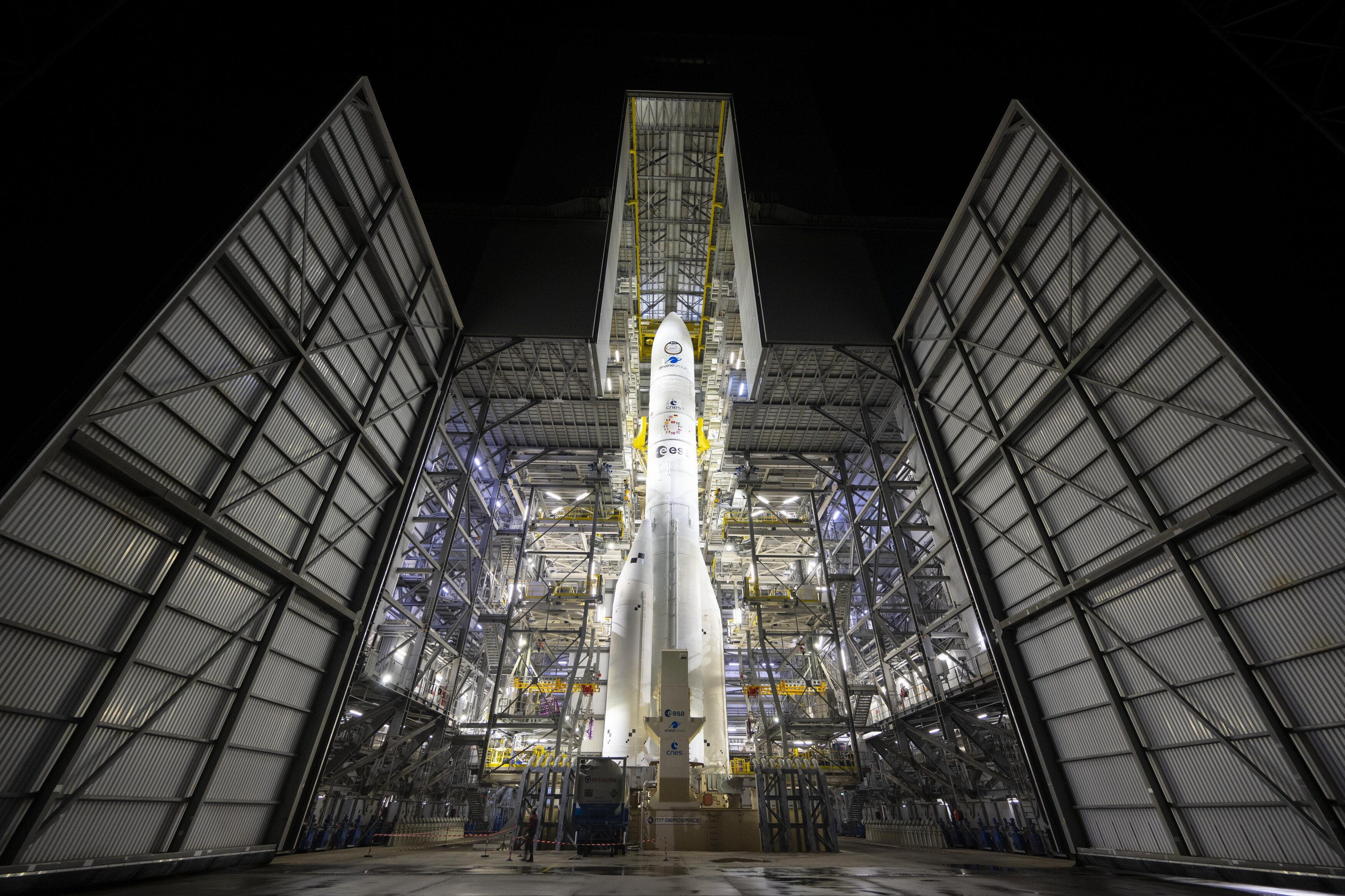 Ariane 6 on the launch pad at ELA-4, Kourou — Europe's new generation heavy-lift launcher