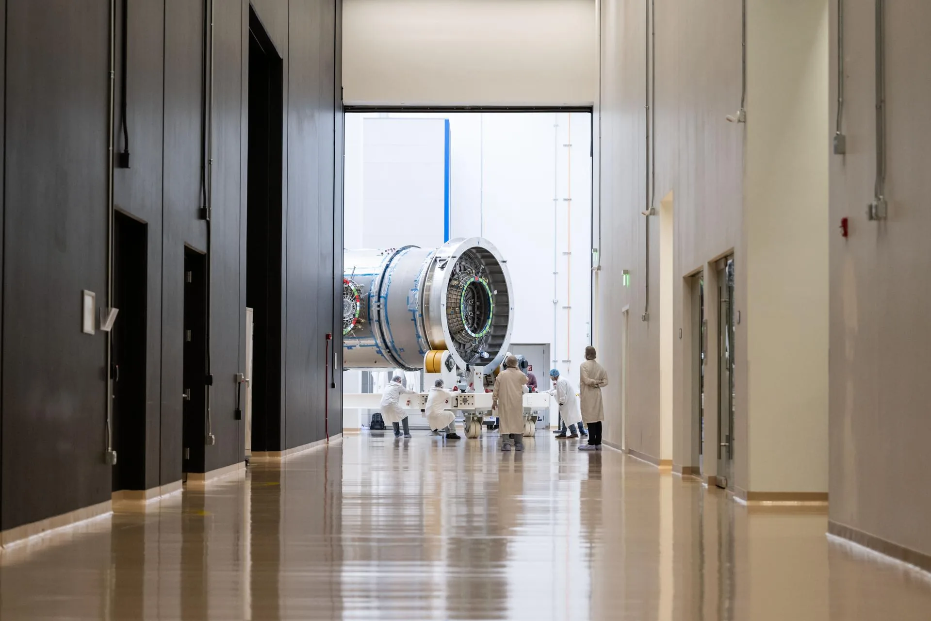The Gateway HALO (Habitation and Logistics Outpost) module during assembly and testing in Arizona before launch
