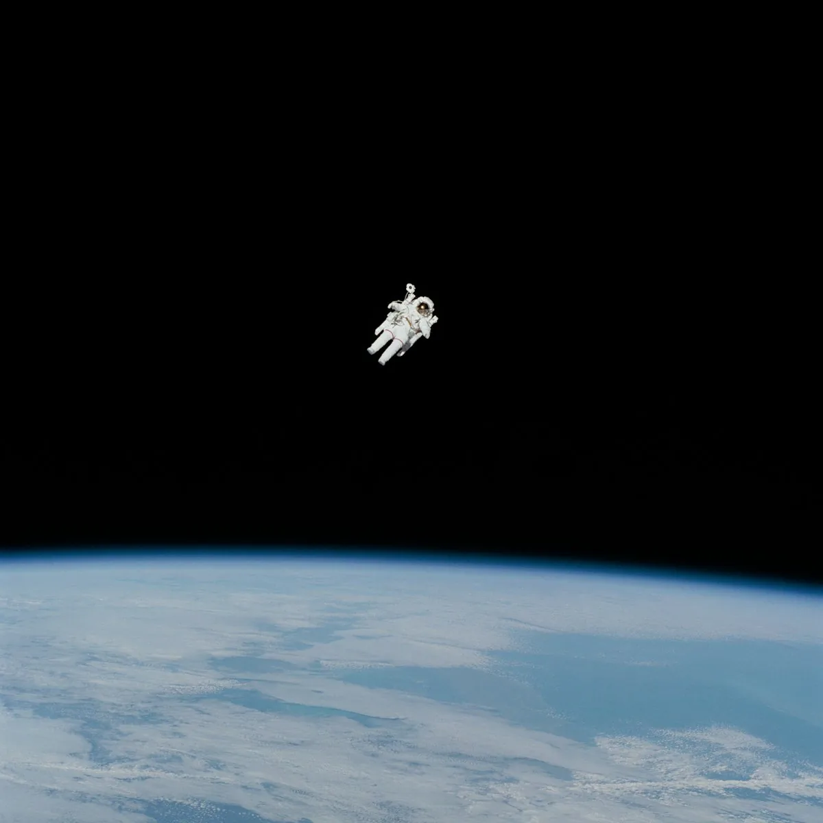 An astronaut performing America's first spacewalk during the Gemini programme