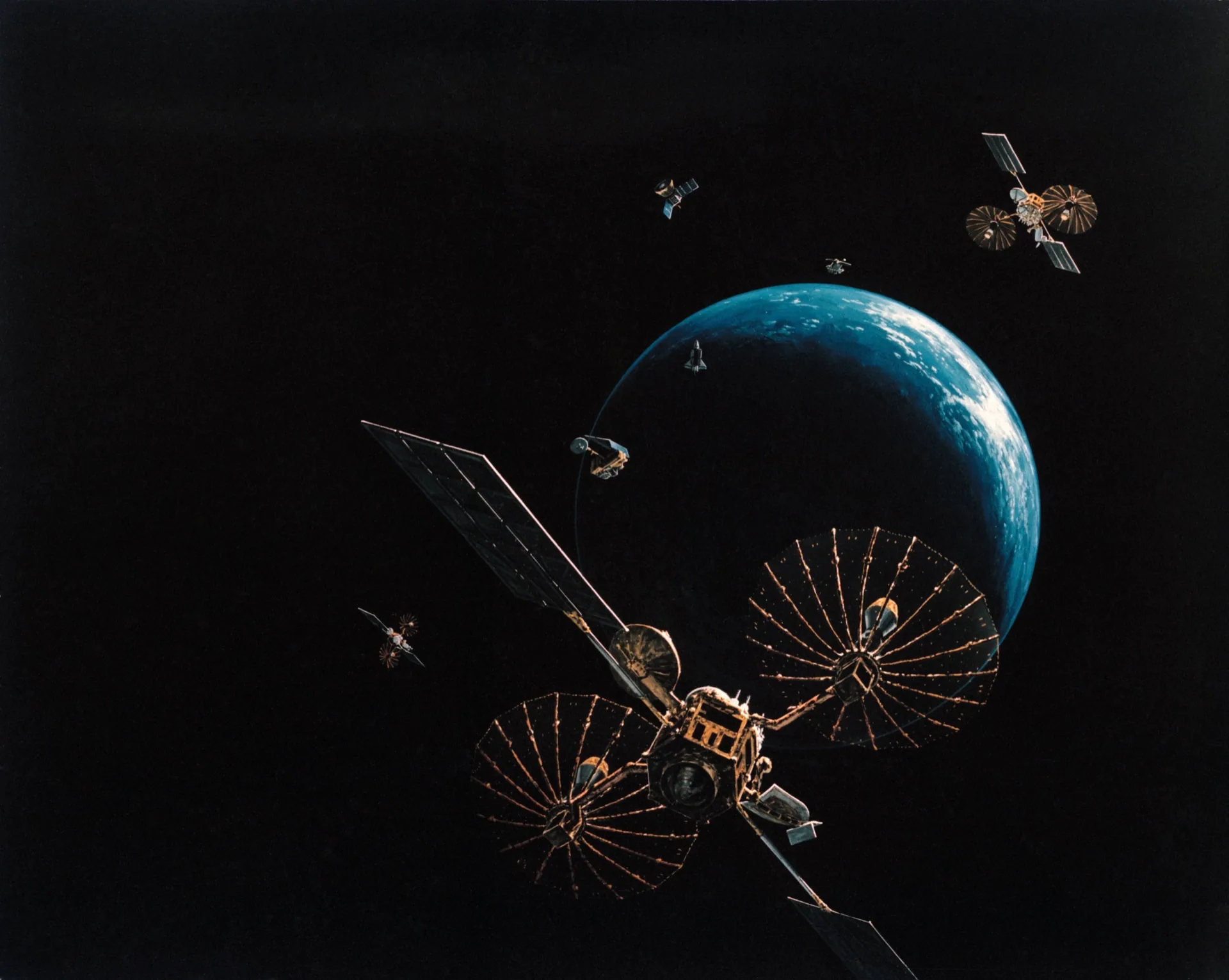 A GPS satellite in orbit around Earth, part of the Global Positioning System