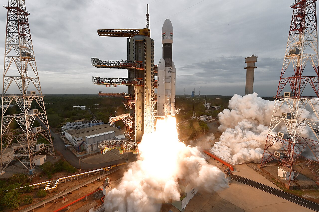 GSLV Mk III (LVM3) lifting off from the Second Launch Pad at Sriharikota carrying Chandrayaan-2