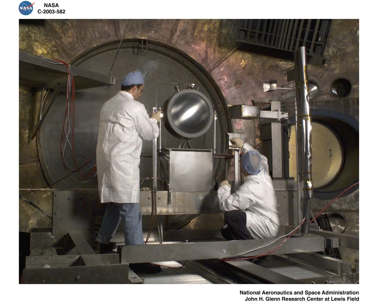 A Hall-effect ion thruster producing a blue plasma exhaust