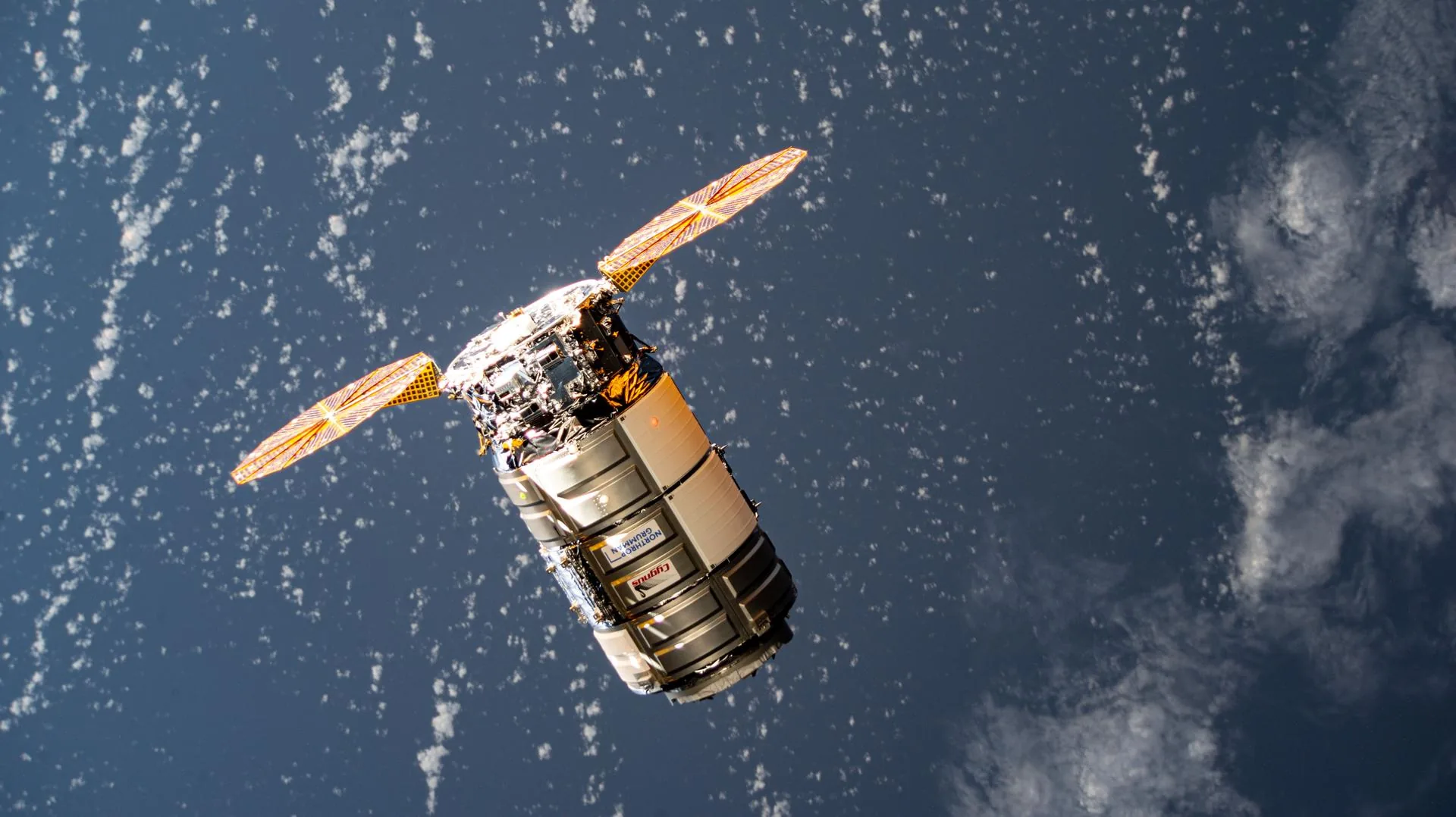 Northrop Grumman Cygnus cargo spacecraft approaching the International Space Station for berthing