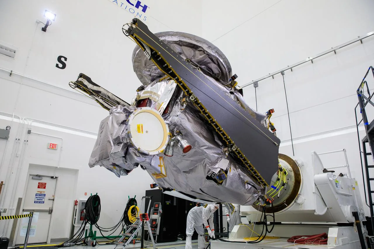 NASA's Lucy spacecraft during pre-launch testing at Kennedy Space Center