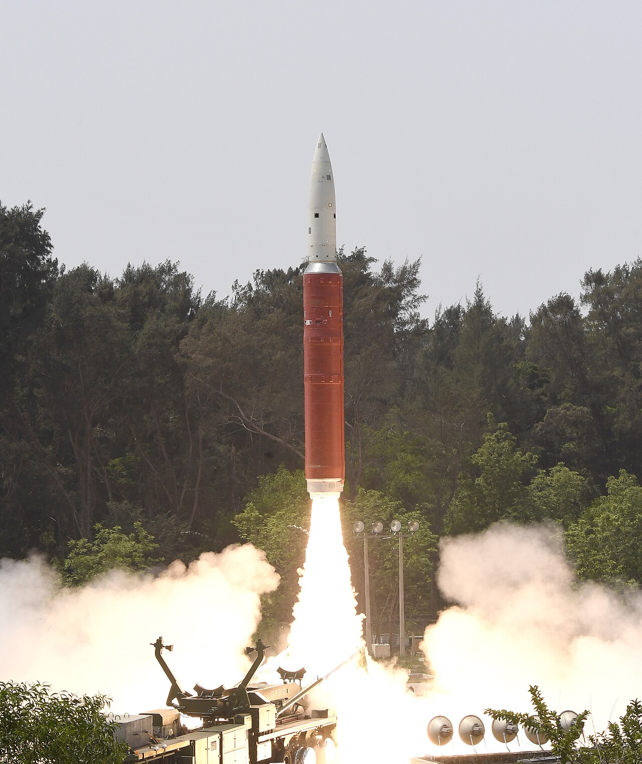 India's Mission Shakti ASAT interceptor missile launching during the successful anti-satellite test on 27 March 2019