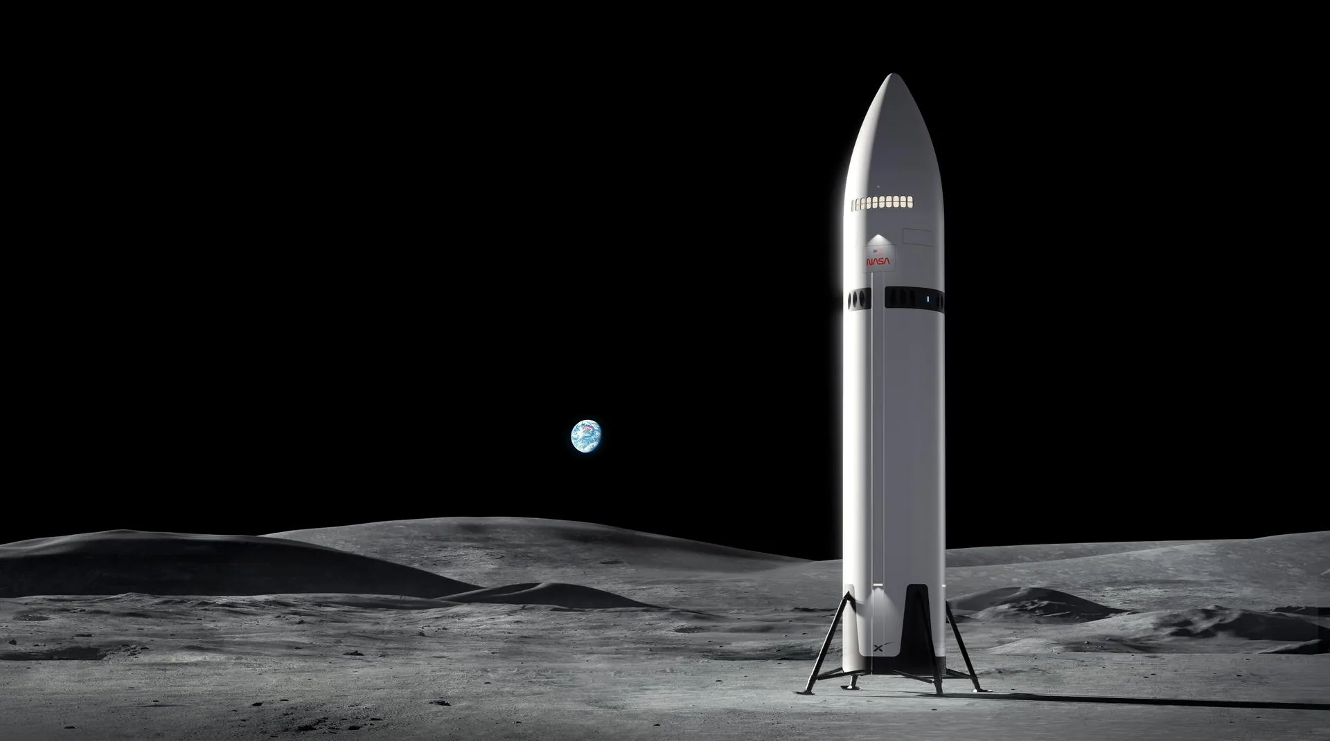NASA concept art of an Artemis-era Moon base — pressurised habitats, power systems, and roving vehicles on the lunar surface
