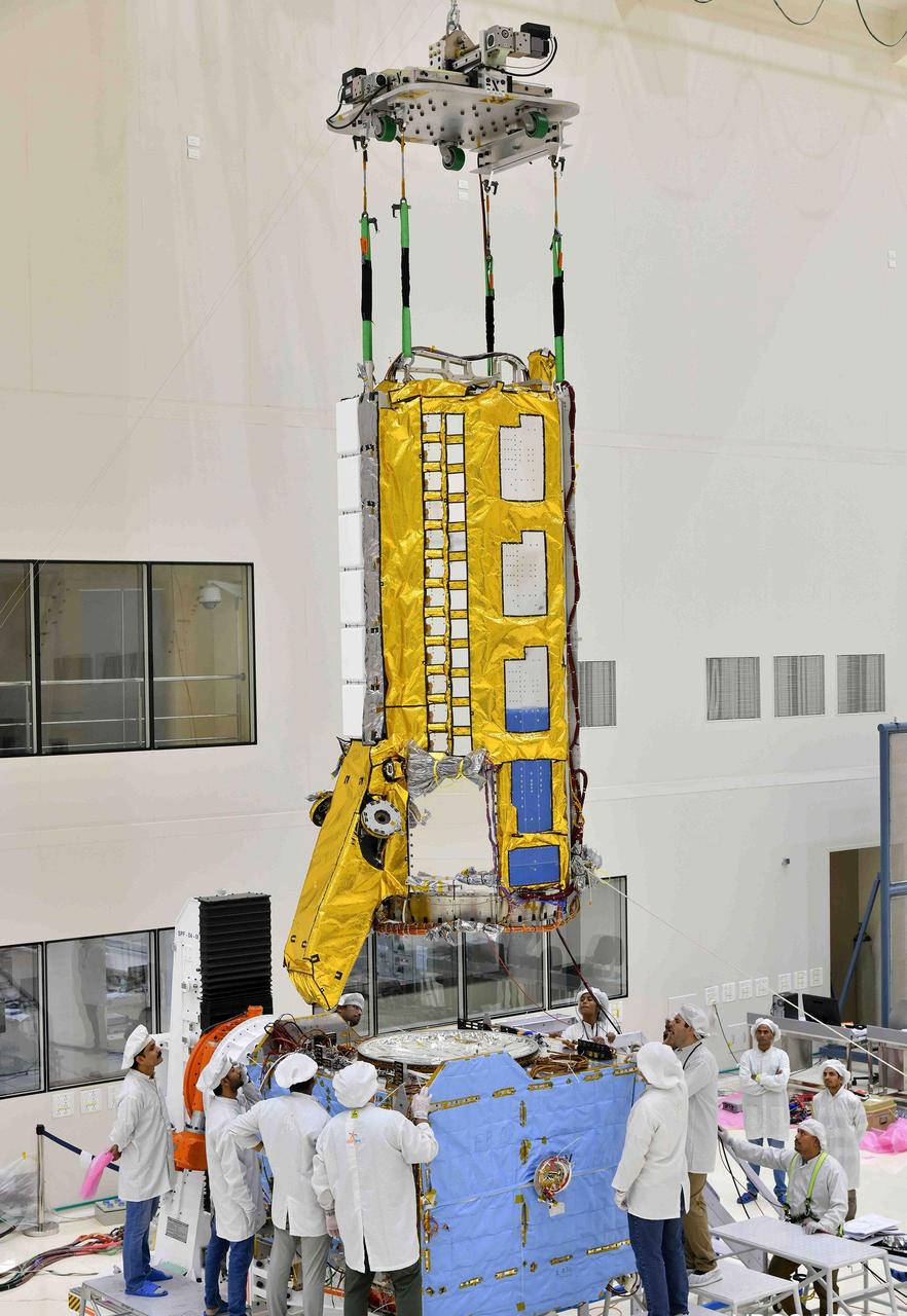 NISAR satellite major components being assembled — the most expensive Earth observation satellite ever built, a joint NASA-ISRO mission