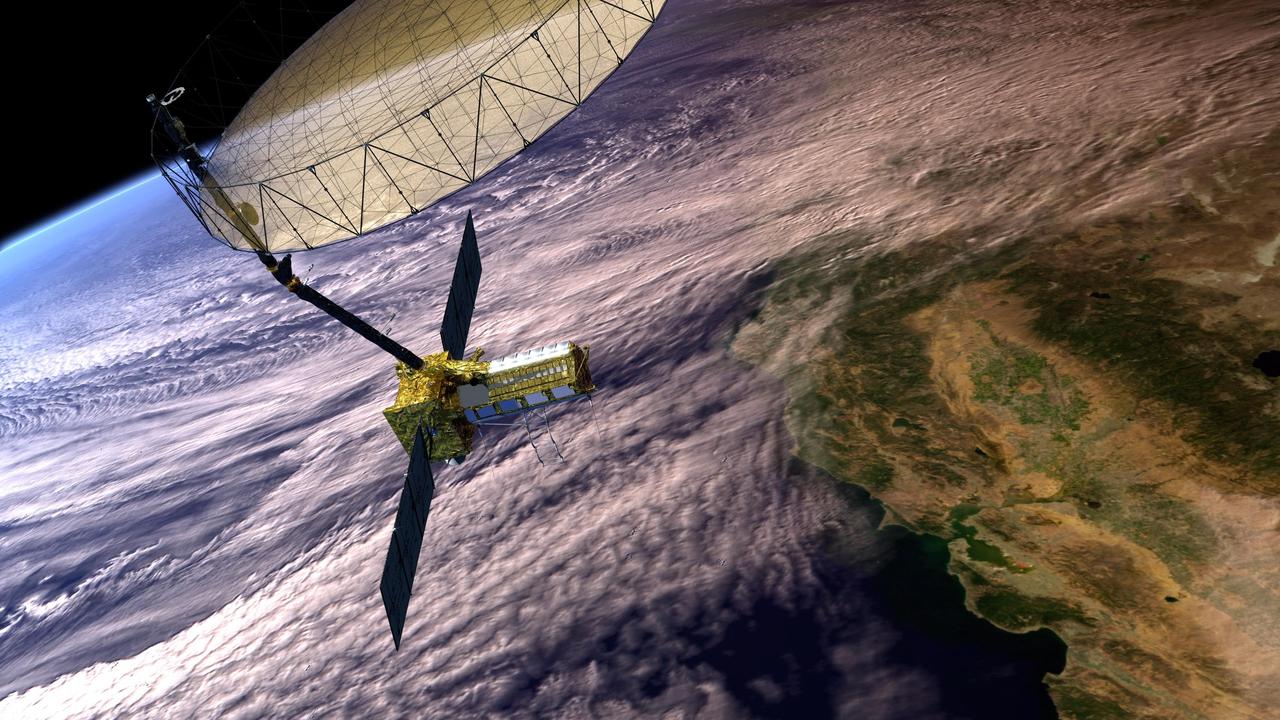NISAR satellite in Earth orbit — the $1.5 billion joint NASA-ISRO Earth observation mission, the most advanced radar satellite ever built