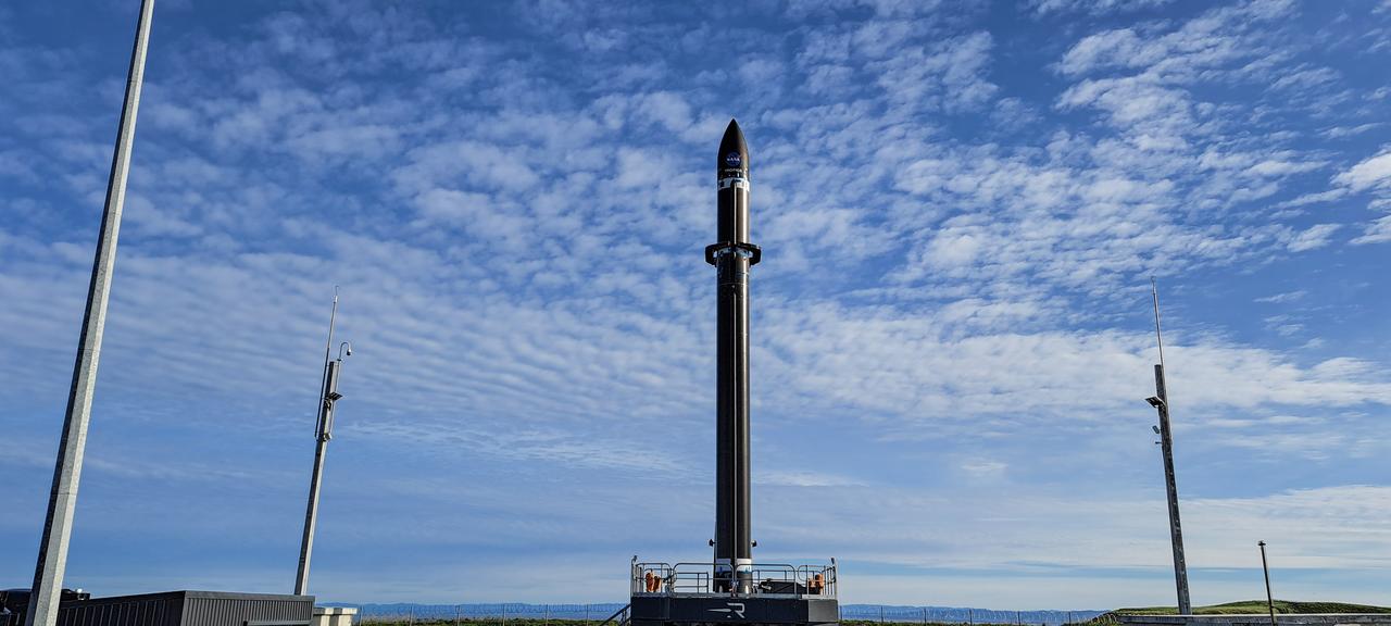 Rocket Lab Electron on the launch pad at Mahia Peninsula, New Zealand