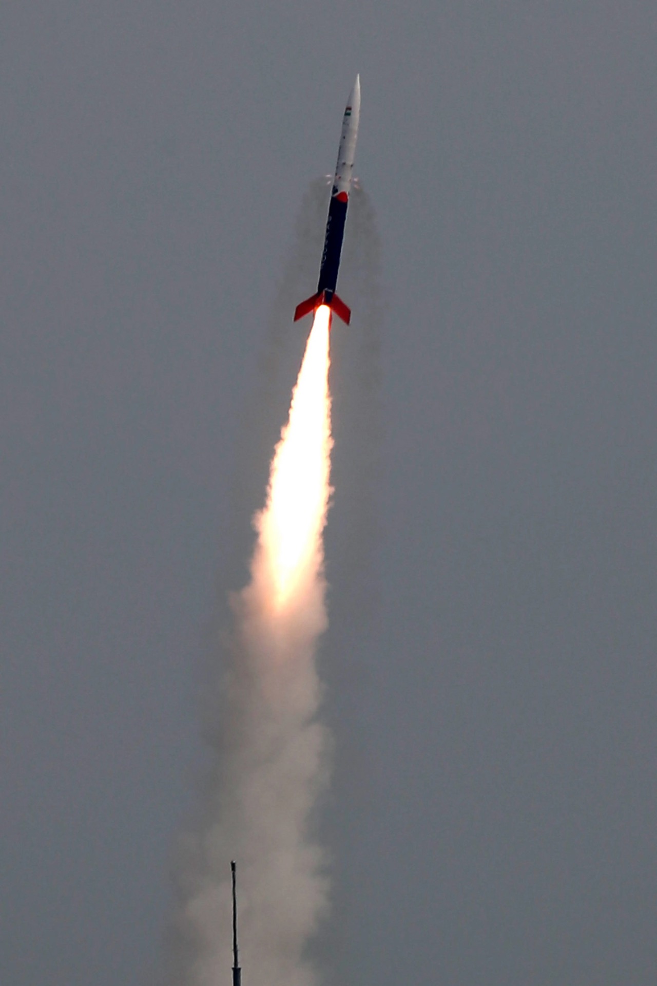 Skyroot Aerospace's Vikram-S rocket lifting off during Mission Prarambh — India's first private rocket launch