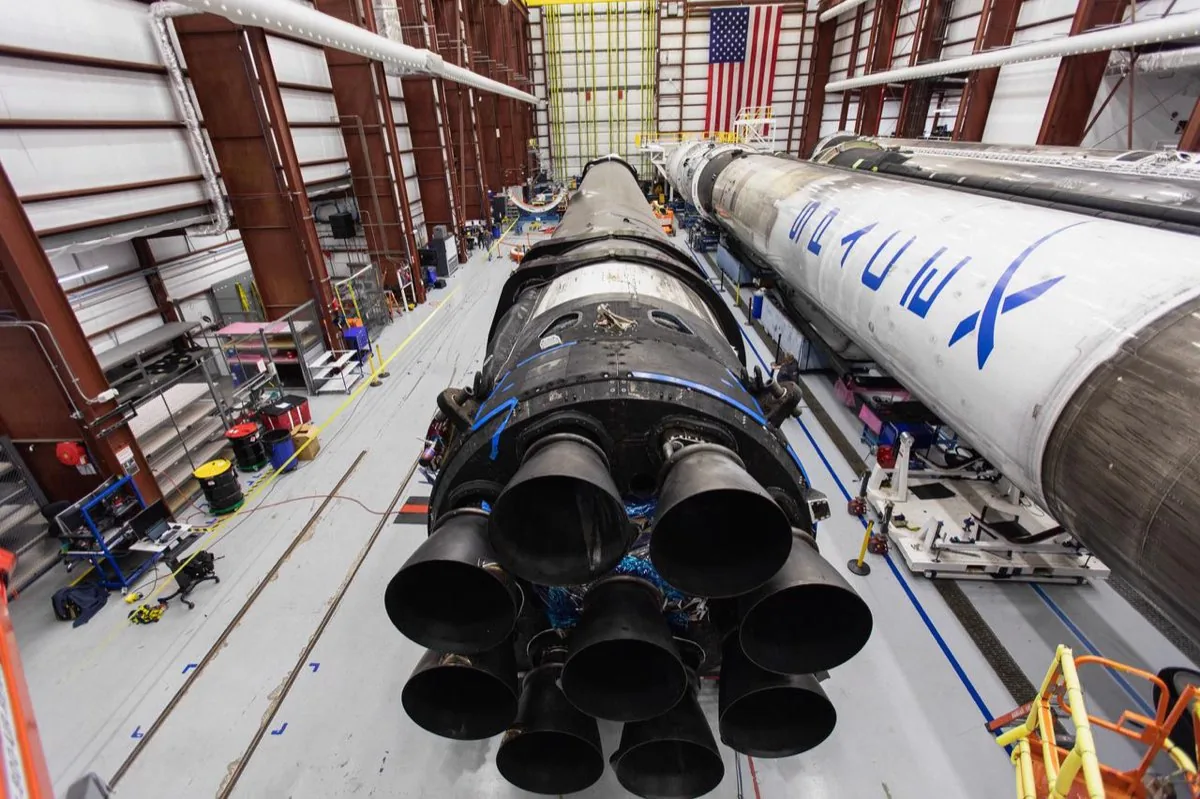 SpaceX Crew Dragon capsule atop a Falcon 9 rocket ready for a crew launch