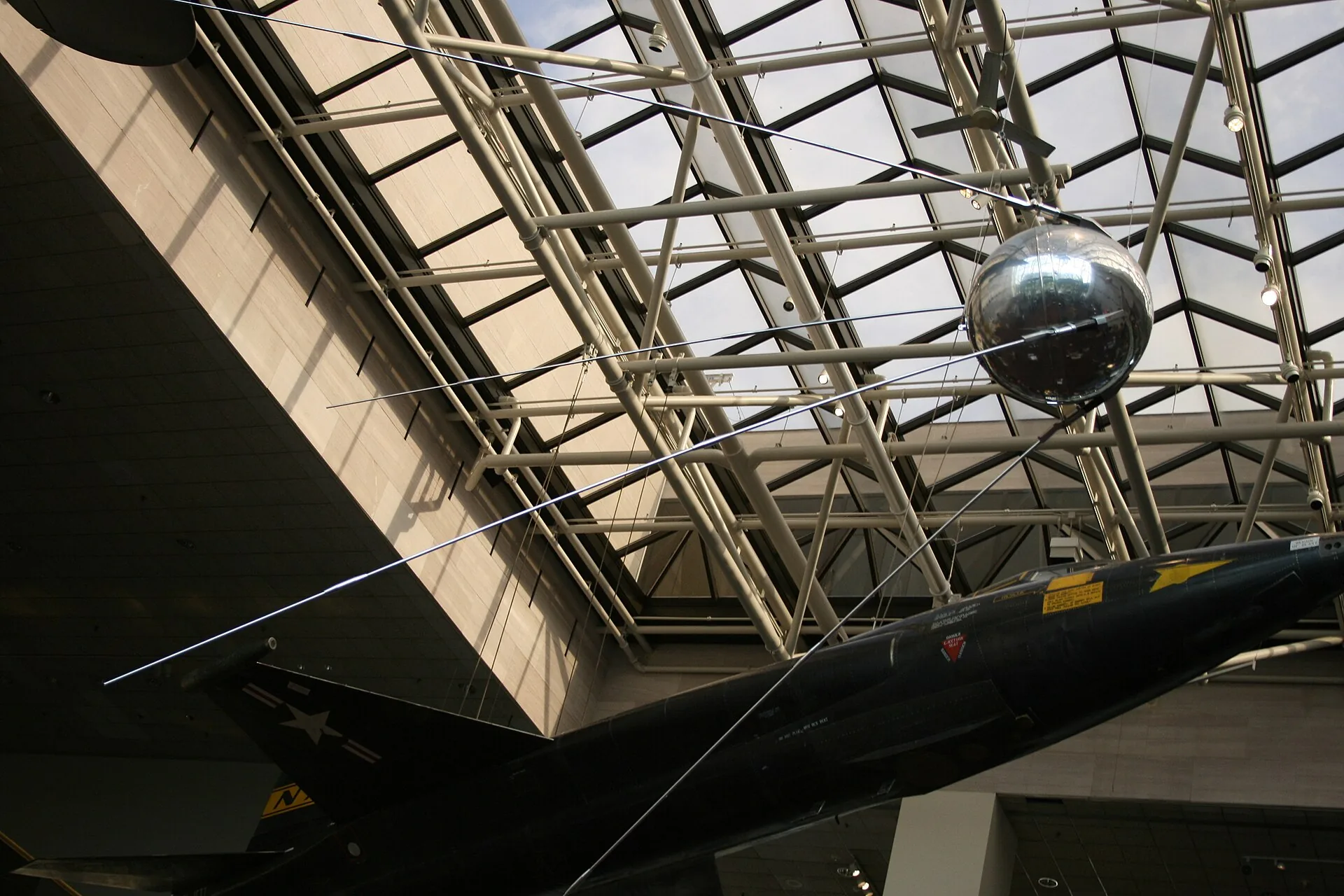 A replica of Sputnik 1, the first artificial satellite launched by the Soviet Union in 1957
