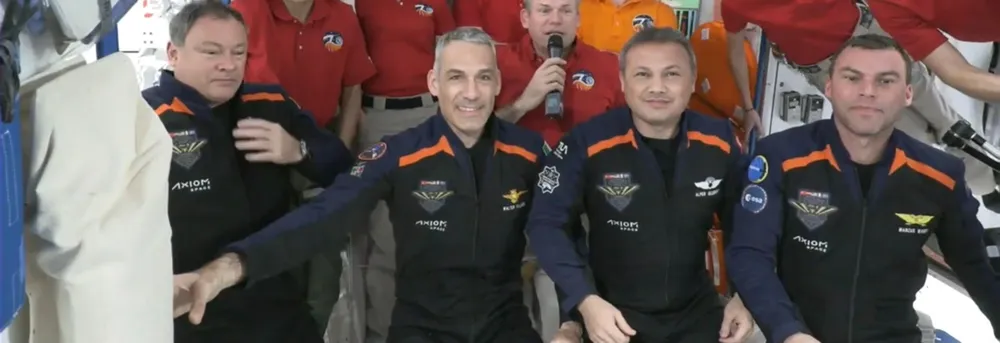 The Axiom Mission 3 crew aboard the International Space Station.