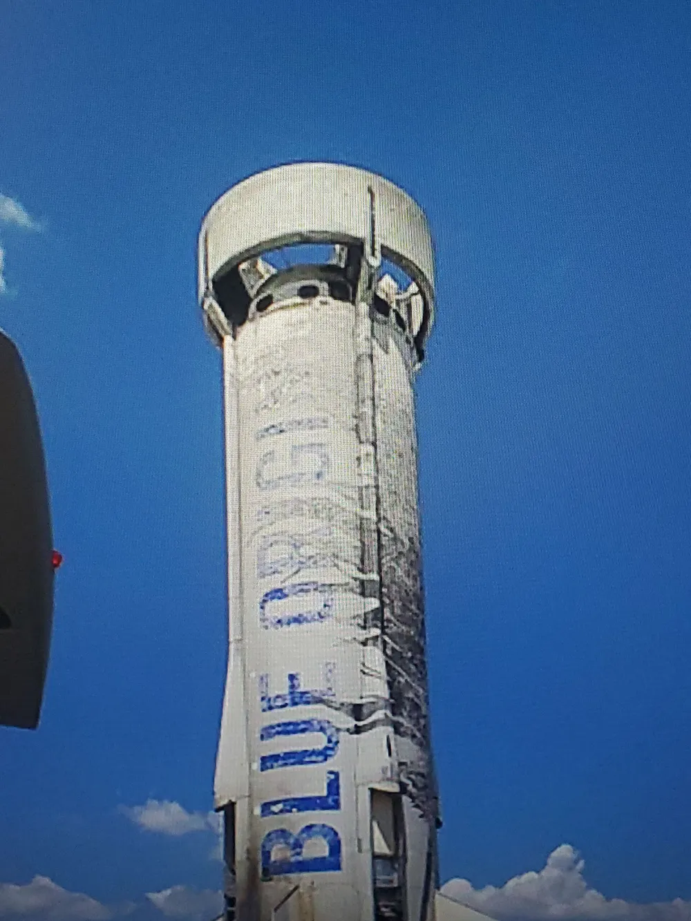 Blue Origin's New Shepard suborbital vehicle on display.