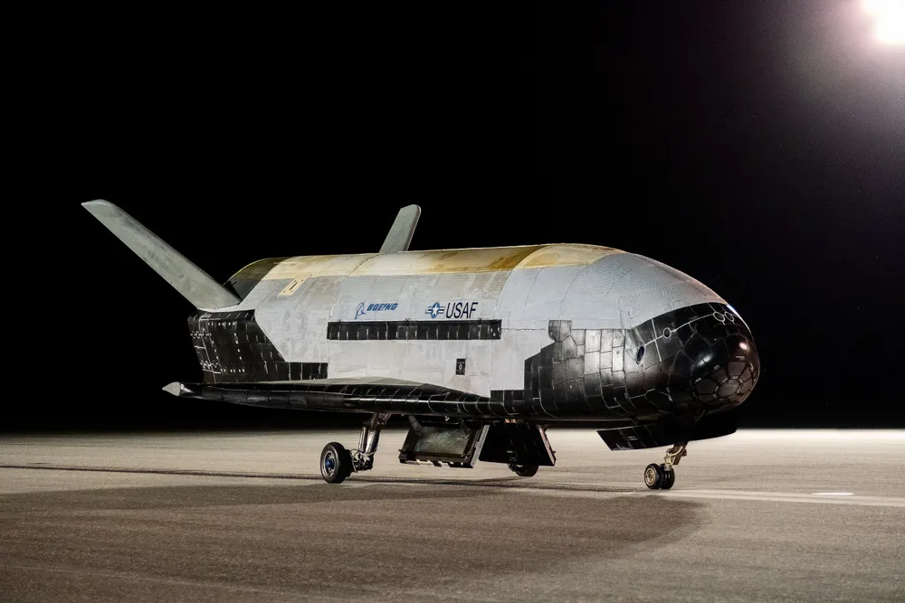Boeing's X-37B robotic spaceplane on the runway after concluding its sixth mission.