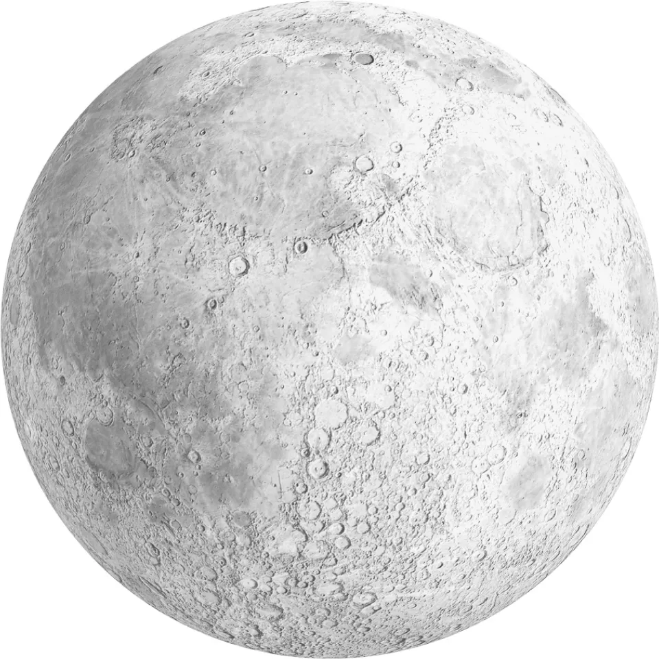 A stylized image of the Moon used by Crescent Space to represent the lunar communications-and-navigation market its Parsec network is built to serve.