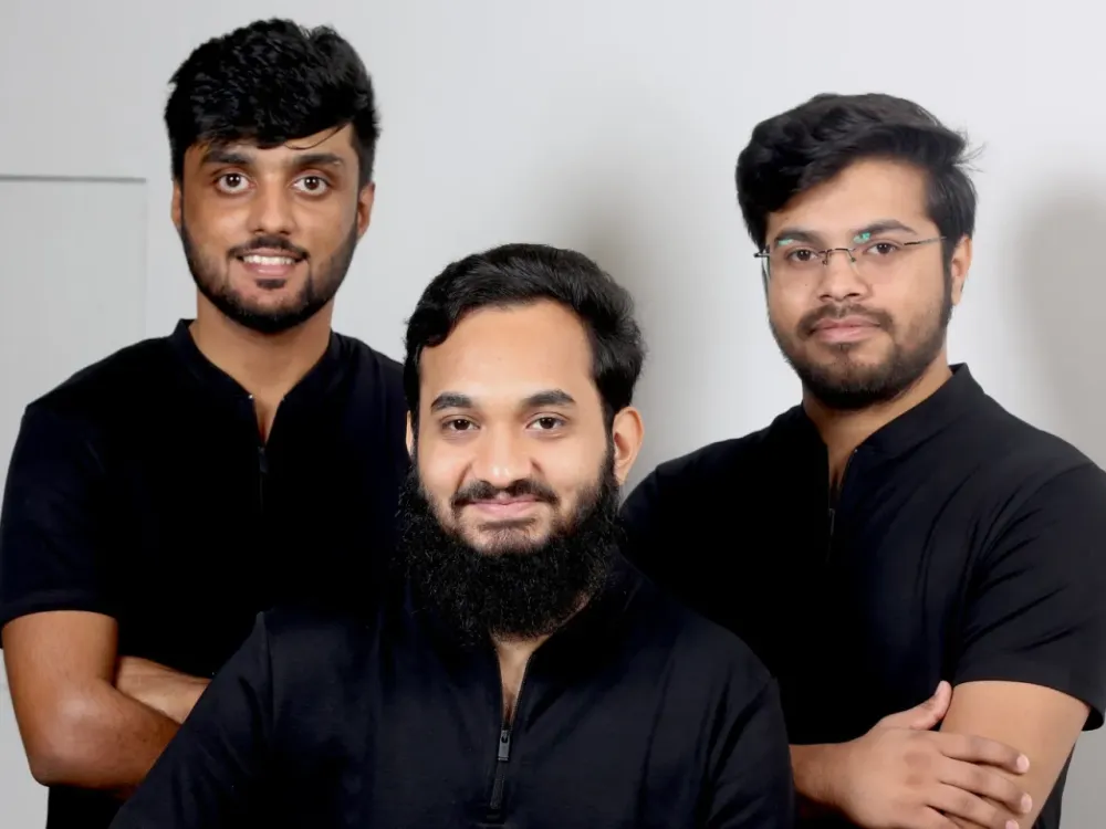 Digantara's three co-founders — Anirudh Sharma (CEO, centre), Rahul Rawat (COO) and Tanveer Ahmed (CTO).