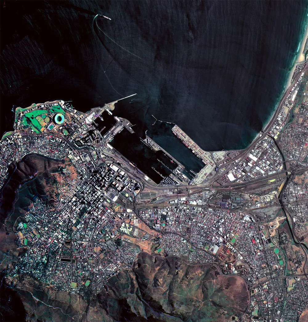 A roughly 1.5-metre-resolution image of Cape Town, South Africa, captured by the Dragonfly-built EOS SAT-1 satellite.