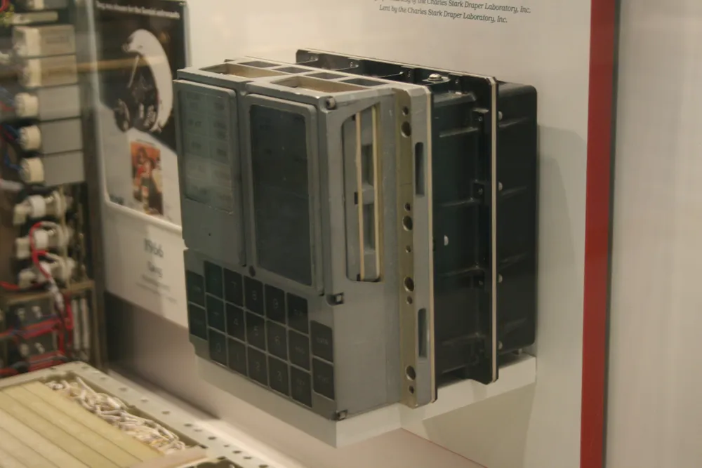 An Apollo Guidance Computer unit on display at the Smithsonian National Air and Space Museum.