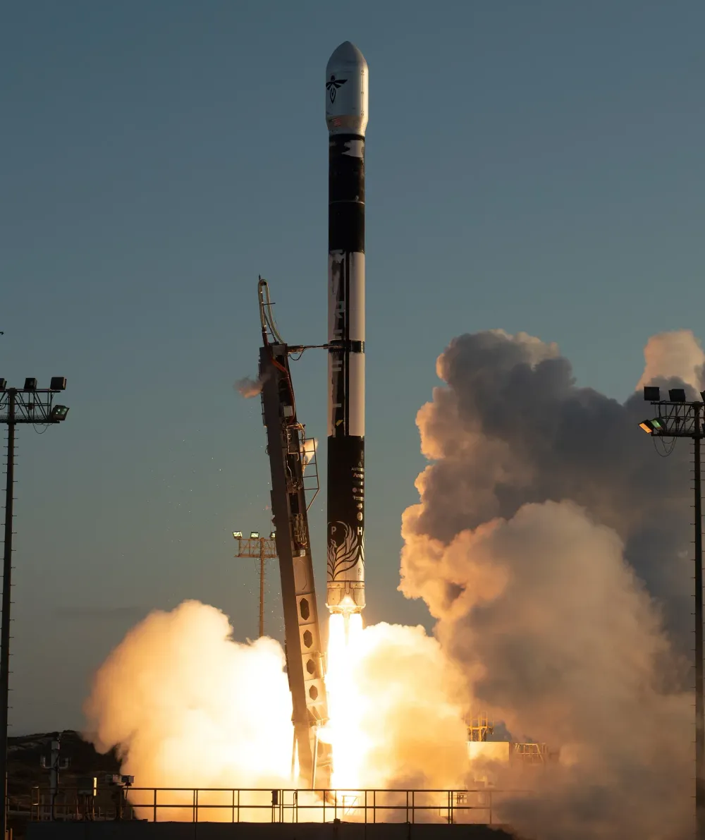 A Firefly Alpha rocket lifts off from Vandenberg Space Force Base.