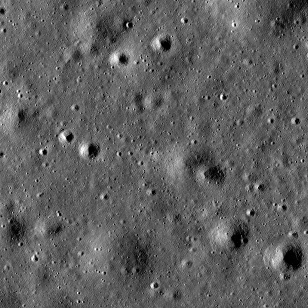 Blue Ghost imaged on the lunar surface from above by NASA's Lunar Reconnaissance Orbiter.