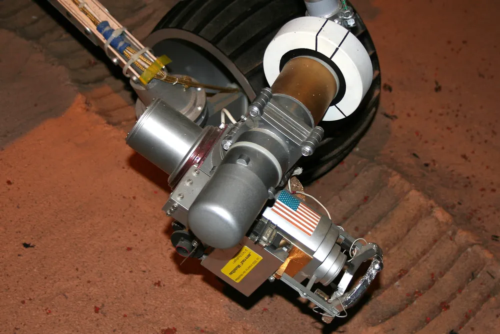 The Rock Abrasion Tool, built by Honeybee Robotics, flown on NASA's Spirit and Opportunity Mars rovers.