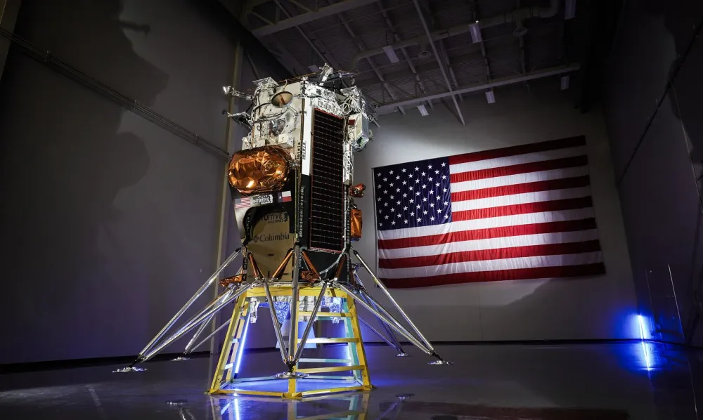 Intuitive Machines' Nova-C lunar lander during integration for the IM-1 mission.
