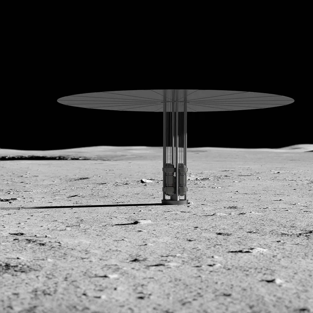 NASA conceptual illustration of fission surface power on the Moon, published with the June 2022 announcement of the three FSP concept awards (IX, Lockheed Martin, Westinghouse).