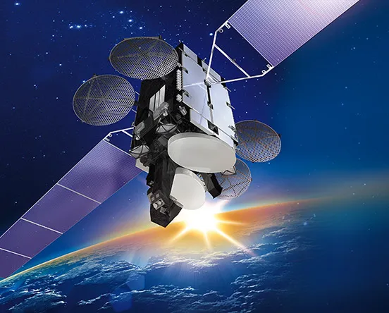 Illustration of Mitsubishi Electric's DS2000 standardized geostationary satellite bus, flown by QZSS, Himawari and exported commercial communications satellites.