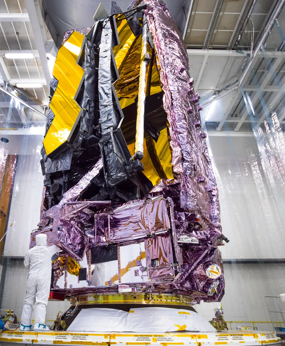 The James Webb Space Telescope atop its launch vehicle — Northrop Grumman was the JWST prime contractor.