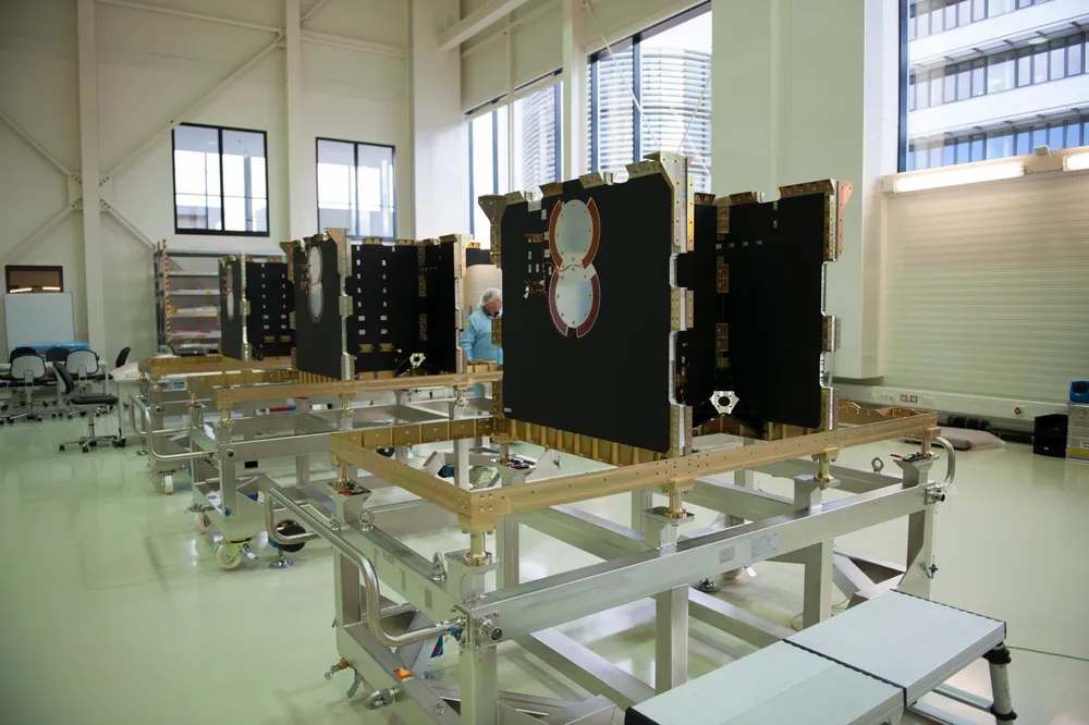 The first Galileo Full Operational Capability (FOC) navigation satellites being assembled at OHB in Bremen in 2012 — OHB is prime contractor for the Galileo FOC satellites.