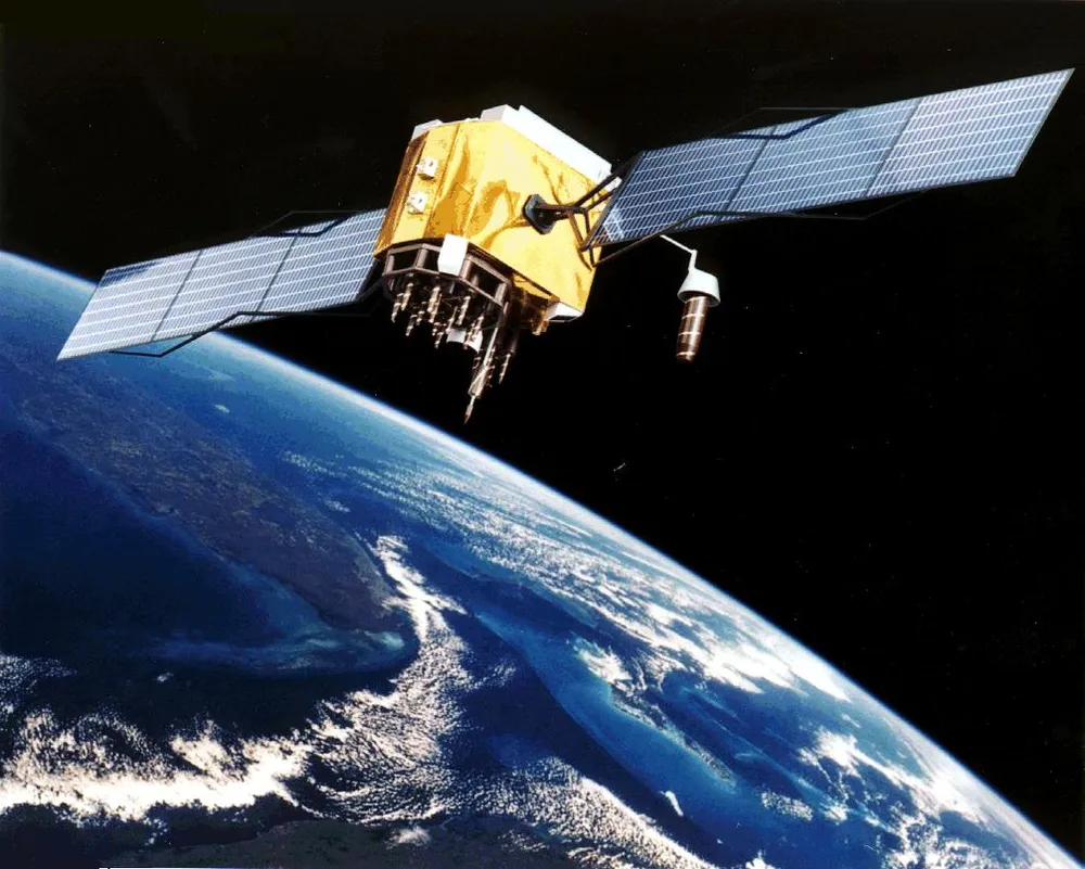 Artist's concept of a navigation satellite in orbit (illustrative).