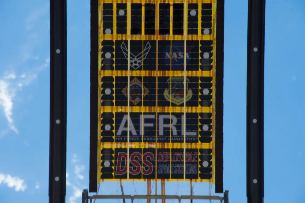 Close-up of the Roll-Out Solar Array unfurled during its ISS technology demonstration.
