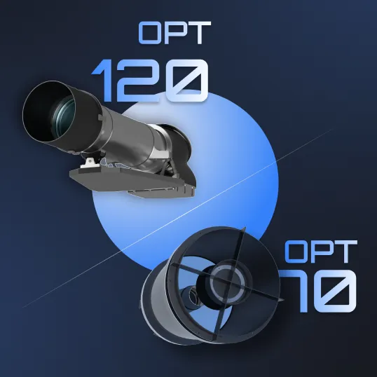 KaleidEO OPT-120 and OPT-70 optical/multispectral Earth-observation payloads, built by SatSure's satellite-building subsidiary KaleidEO.