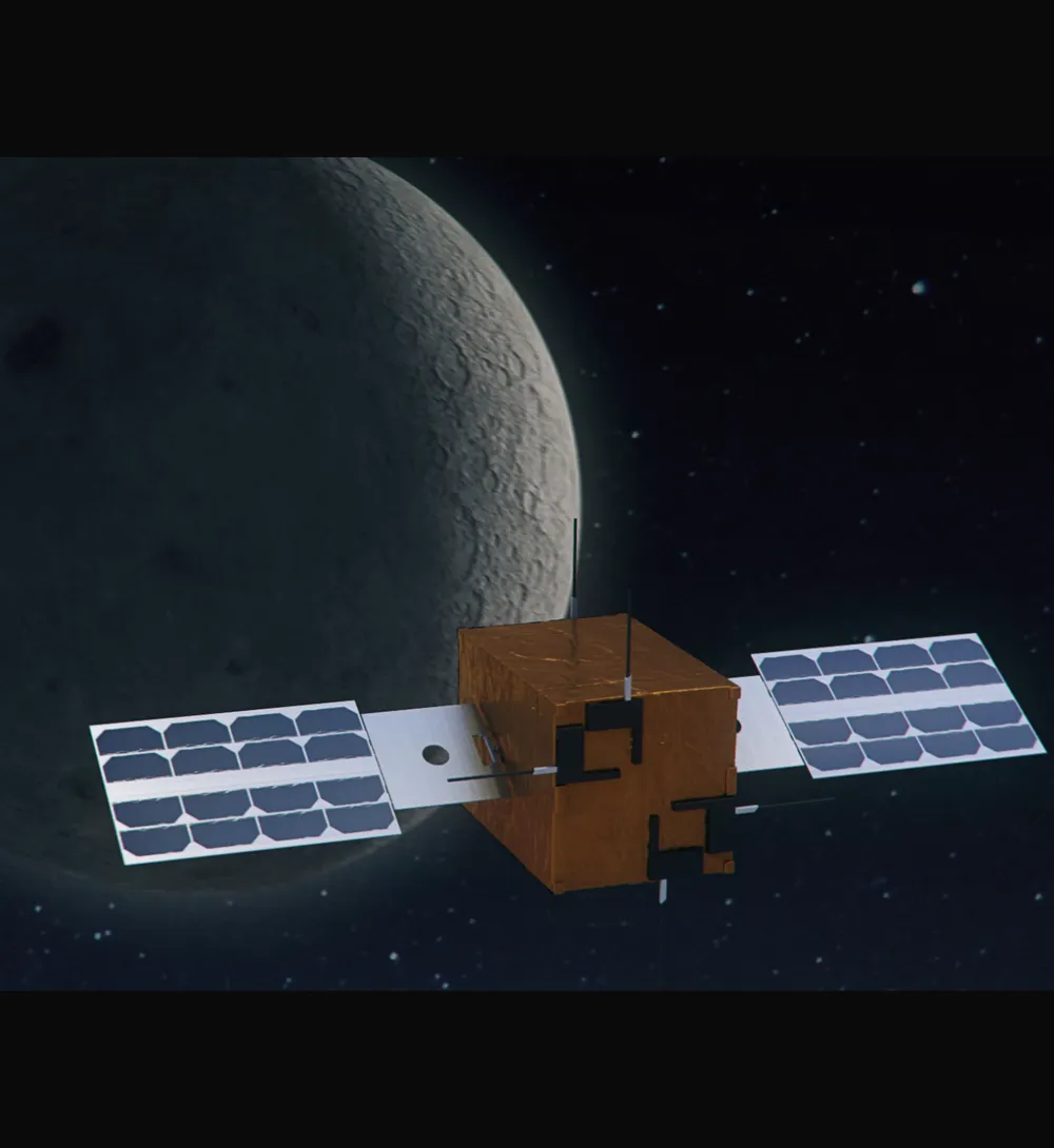 Render of TRL Space's LUMI lunar-south-pole mapping microsatellite, accepted into ESA's Small/Exploration Missions programme.