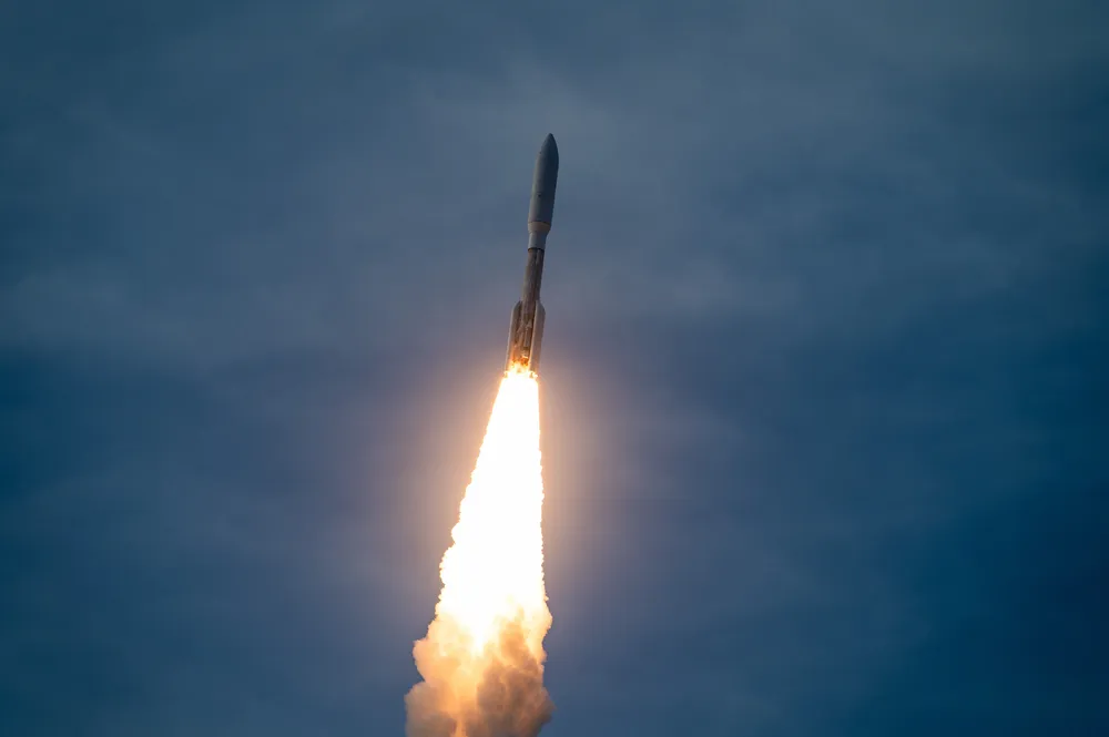 A ULA Atlas V launches Amazon's first operational Project Kuiper (now 'Amazon Leo') broadband satellites from Cape Canaveral, 28 April 2025.